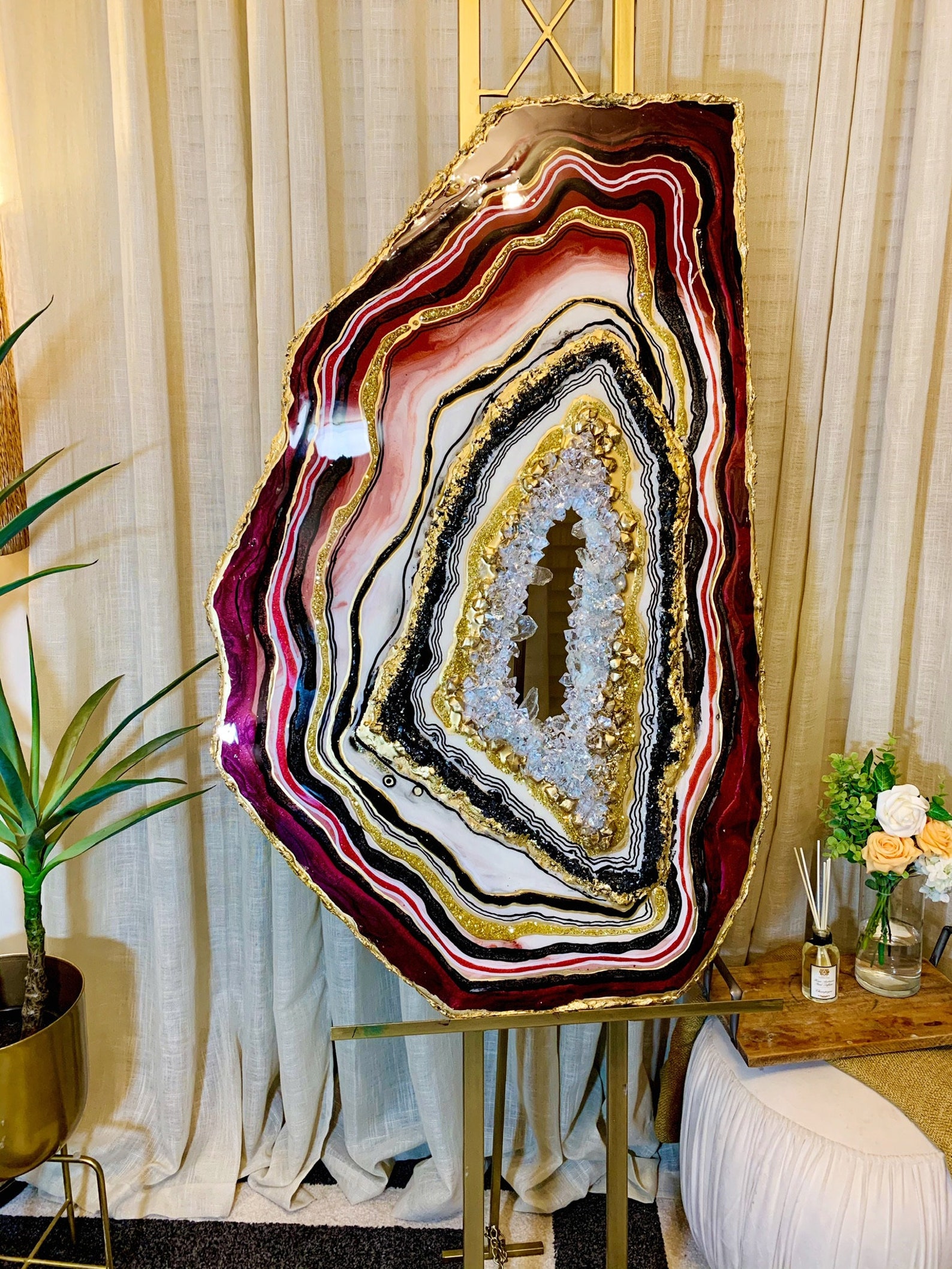 Large epoxy resin Geode slice resin wall art for home decor Etsy