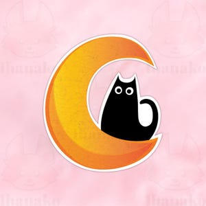Kat op de maan vinyl sticker sticker voor laptop fles notebook cartoon schattig kawaii anime decoratie