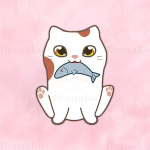 Kat met vis vinyl sticker sticker voor laptop fles notebook cartoon schattig kawaii anime decoratie