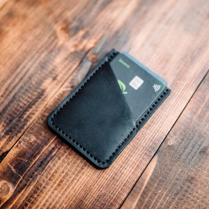 Porta-cartões de couro preto, porta-cartões minimalista, carteira de couro para cartões, carteira fina para cartões, porta-cartões, porta-cartões personalizado