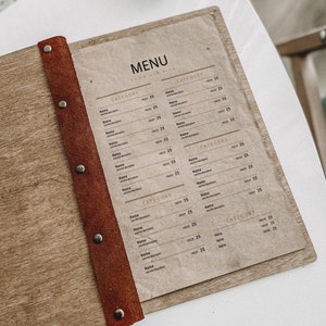 Restaurant Menu Folder,Wood folder menu A5, Menu Book Cover,  wooden Menu, Menu Board, Custom wood menu, Hardcover Menu Holder