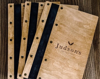 Engraved Wood Menu Holder, A4 US Letter, Restaurant Cafe Menu Book