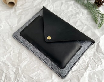 Pochette en feutre fait main / étui en feutre iPad / pochette iPad mini / coque iPad mini avec poche. Feutre+Cuir