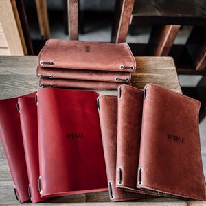 Restaurant leather Menu Folder, Red Leather Menu holder, Custom Menu Cover,Leather menu A4-A5, Menu Holder embossing LOGO,