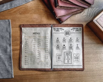 Personalized Leather Menu Cover with Logo | Restaurant Menu Folder