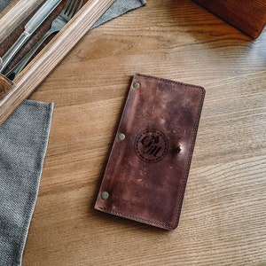 Leather Restaurant Check Presenter, Cafe Bar Check Holder, Bill Holder, Guest Check Presenter, Guest Check Book, Leather/ Wood