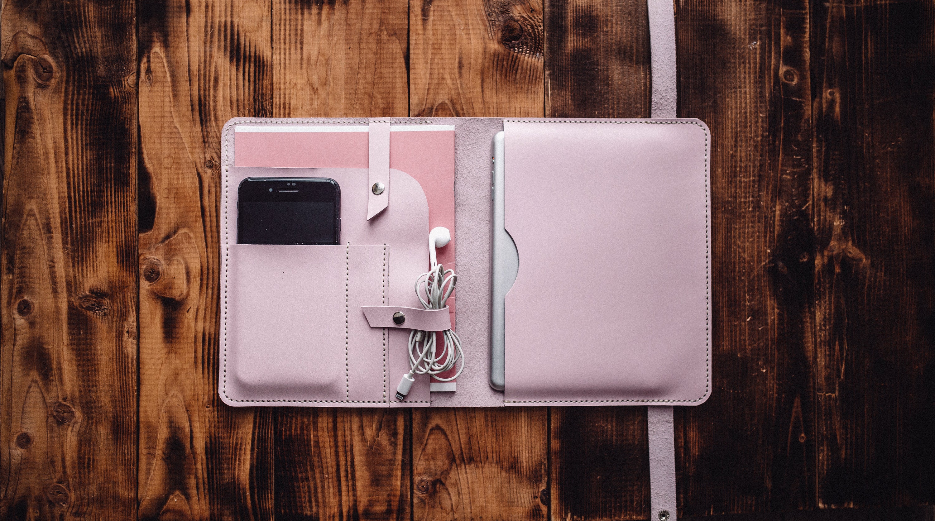 Personalized Leather iPad Mini 6 Folio, Pink Document Organizer - Etsy