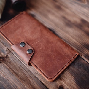 Billetera larga, Billetera de cuero de tarjeta, Billetera de cuero larga para hombres, Billetera alta, Regalo para él, Billetera plegable larga personalizada, Regalo para hombres