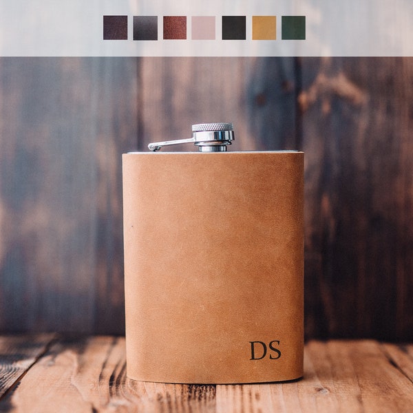 Leather Flask 8oz, groomsmen flask, Personalized leather Flask, Anniversary gifts personalized, Wholesale Order