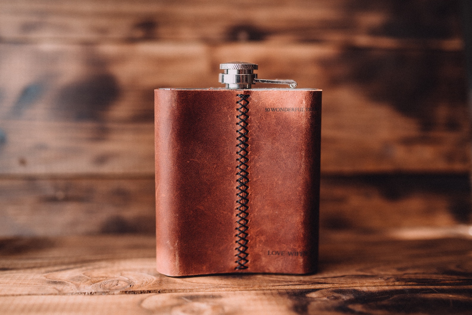Leather Flask 8oz Leather Wrapped Flask Personalized Flask Etsy