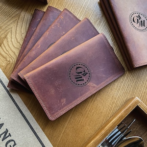 Personalized leather receipt holder,Leather bill holder,Leather check holder, Personalized check presenter,Restaurant bill holder