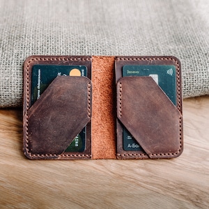 Business card holder, Slim Leather Card Holder,Personalized card holder,Leather card wallet, gift for men, brown card holder