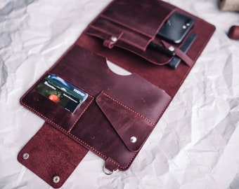 Personligt läderfodral till iPad Mini, Marsala Organizer-fodral