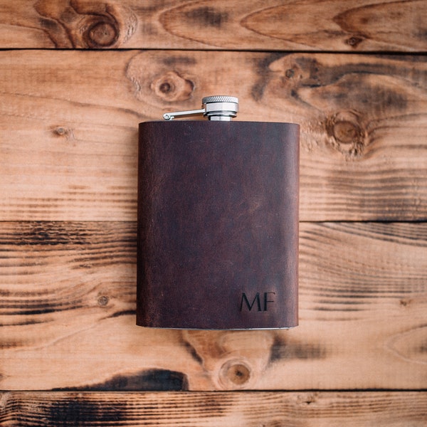 Leather Wrapped Flask,Leather Flask 8oz,  Personalized Flask, Personalized Flask Engraved, Gift for mens, Wholesale Order