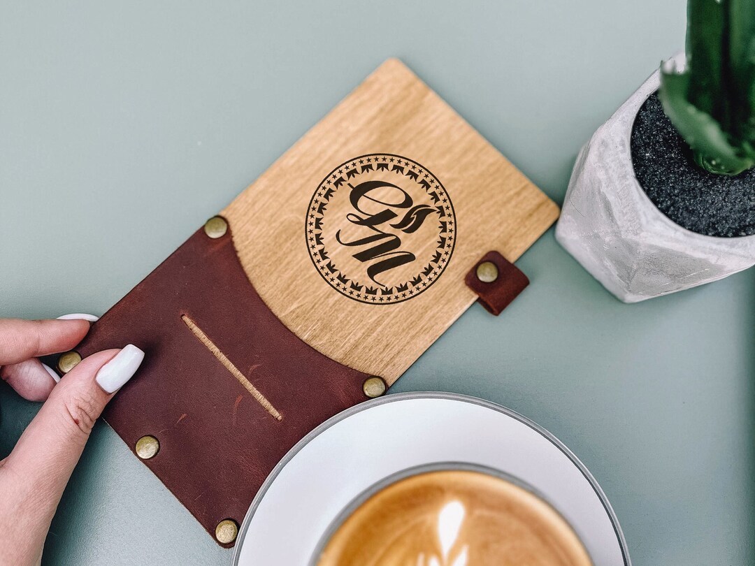 Leatherwood Bill Holder,personalized Leather Receipt Holder,wood Check