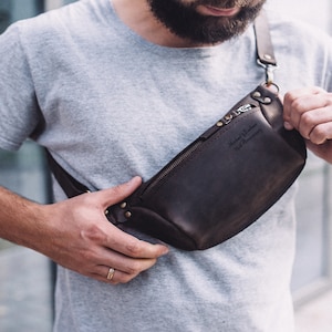 Chocolate Leather fanny pack, belt bag,Personalized fanny pack,  hip bag, clothing fanny pack, Leather Hip Bag waist bag,leather waist bag