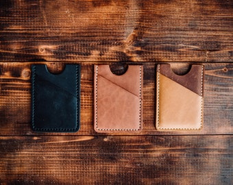 Small Leather Card Holder, Minimalist Wallet, Personalized Card Case