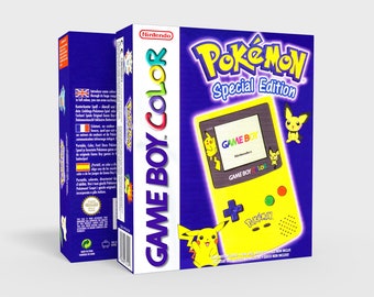 Game Boy Color - Pikachu  - Reproduced Replacement Box | Case - High Quality