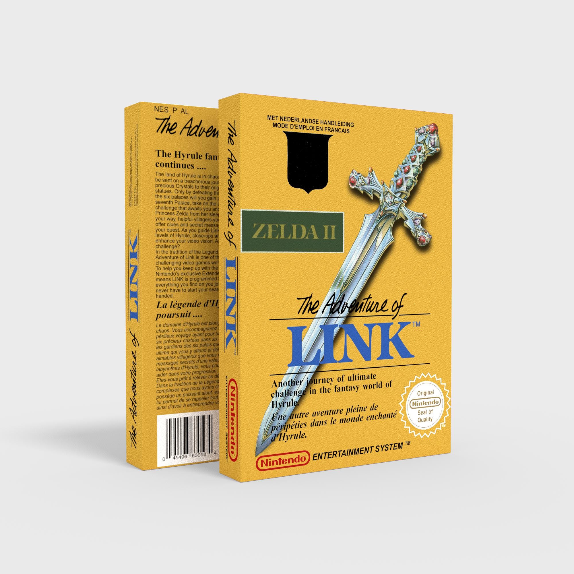 Zelda II the Adventure of LINK - Reproduced Replacement Box