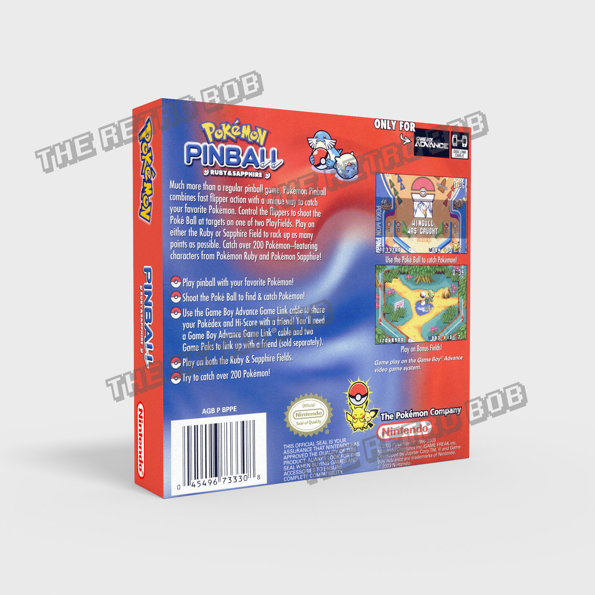 Gameboy Advance Pokemon Pinball - Reproduced Replacement Box
