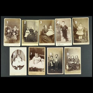 Victorian Children CDV Antique Photos. Carte de Visite Cute Toddlers, Girls and Boys, Family. Choose from selection. Priced individually.