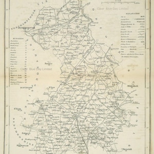 Old Map English County, Digital Cambridgeshire Map 19th Century, Antique Map Ephemera, Printable Vintage Map, Junk Journal Background Map