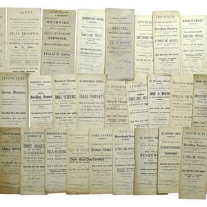 Antique Print Collage, Digital Old Background, Printable Vintage Collage, Junk Journal Ephemera c1880–1920s Property Sales Leaflets Backdrop