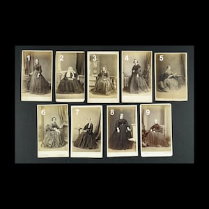 Victorian Dresses CDV Photographs. Crinoline Dresses. Antique Photos of Victorian Women. Choose from selection. Priced individually.