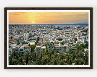 City of Athens, Greece aerial view at sunset / Travel Photography Print