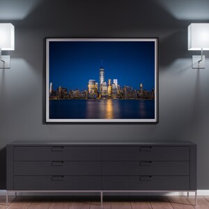 New York Manhattan Skyline Photography Print Big City Night Lights Architecture Buildings Image Landscape Sky Fine Art Photo Wall Decor. image 3