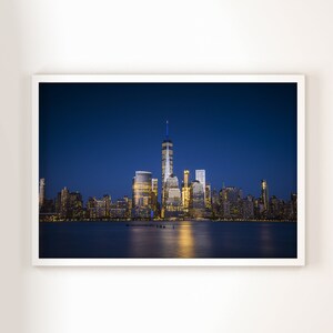 New York Manhattan Skyline Photography Print Big City Night Lights Architecture Buildings Image Landscape Sky Fine Art Photo Wall Decor. image 2