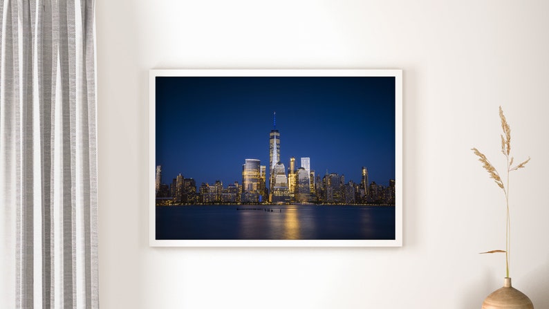 New York Manhattan Skyline Photography Print Big City Night Lights Architecture Buildings Image Landscape Sky Fine Art Photo Wall Decor. image 2
