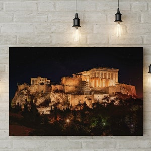 Acropolis of Athens After Dark / Night Time Athens, Greece/ ἄκρον πόλις / Photography Print image 4