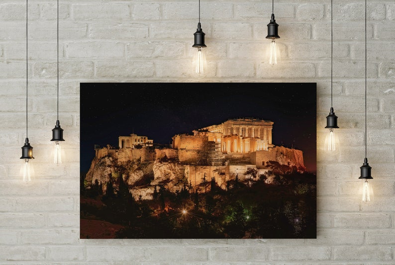 Acropolis of Athens After Dark / Night Time Athens, Greece/ ἄκρον πόλις / Photography Print image 4