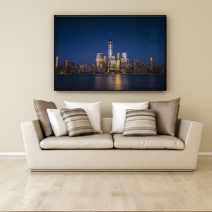 New York Manhattan Skyline Photography Print Big City Night Lights Architecture Buildings Image Landscape Sky Fine Art Photo Wall Decor. image 4