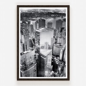 Black and White New York Aerial View NYC Art NYC Aerial Architecture Photo New York City Photo New York Sky Line Architecture Art
