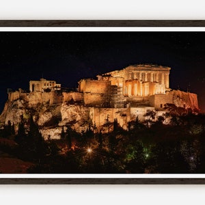 Acropolis of Athens After Dark / Night Time Athens, Greece/ ἄκρον πόλις / Photography Print image 1