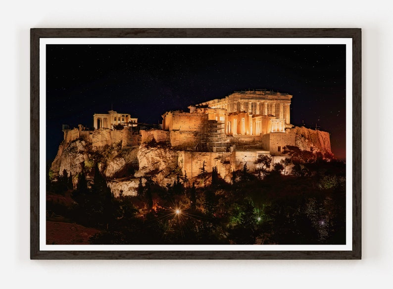 Acropolis of Athens After Dark / Night Time Athens, Greece/ ἄκρον πόλις / Photography Print image 1