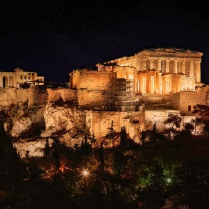 Acropolis of Athens After Dark / Night Time Athens, Greece/ ἄκρον πόλις / Photography Print image 6