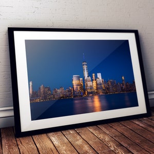 New York Manhattan Skyline Photography Print Big City Night Lights Architecture Buildings Image Landscape Sky Fine Art Photo Wall Decor. image 7