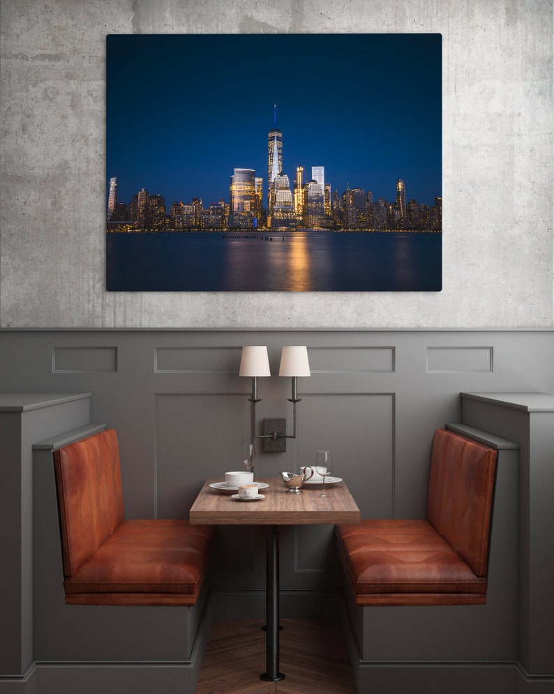 New York Manhattan Skyline Photography Print Big City Night Lights Architecture Buildings Image Landscape Sky Fine Art Photo Wall Decor. image 6