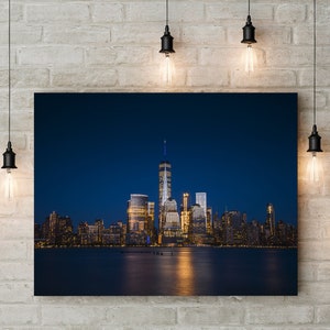 New York Manhattan Skyline Photography Print Big City Night Lights Architecture Buildings Image Landscape Sky Fine Art Photo Wall Decor. image 9