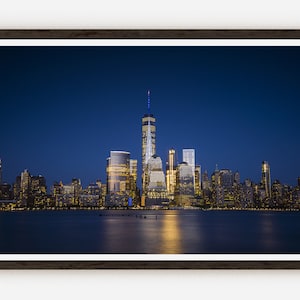 Manhattan Skyline Night Photography Print: New York Cityscape Wall Decor
