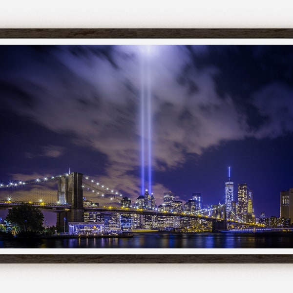 9/11 Tribute In Light "Never Forget" Fine Art Photo Print | Photography | Wall Decor.