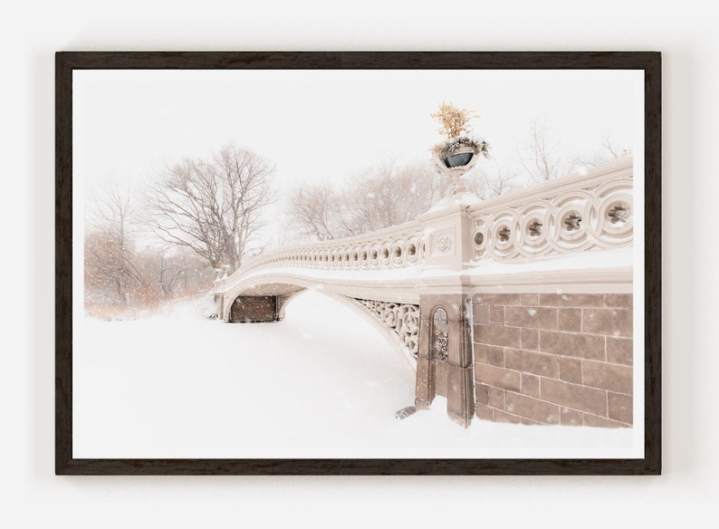 Central Park, Bow Bridge, New York Wall Art, Black and White Photography, NYC, New York City Art, Landscape, Office Decor, New York Gift image 1