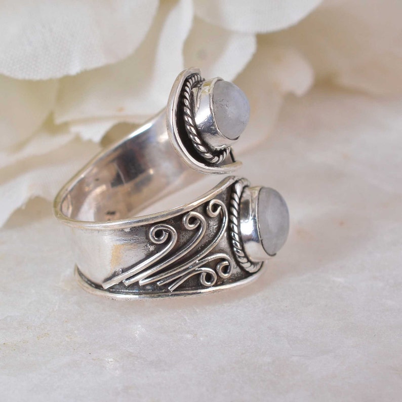 Moonstone Ring,Gemstone Ring,Sterling Silver Ring,Adjustable Ring,Handmade Rings,Collection-Of-Ring Boho promise ring friendship ring