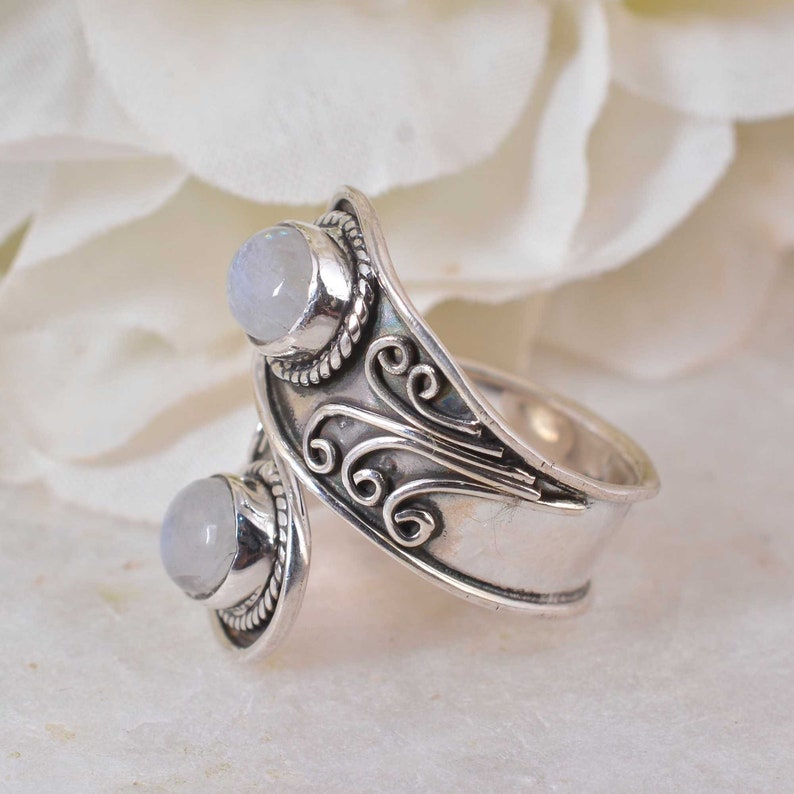 Moonstone Ring,Gemstone Ring,Sterling Silver Ring,Adjustable Ring,Handmade Rings,Collection-Of-Ring Boho promise ring friendship ring
