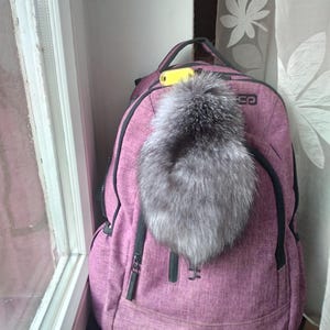 Cola de zorro plateado real. Llavero con cola de zorro plateado, ideal para mochila, bolso, motocicleta, regalo de Navidad, cosplay.