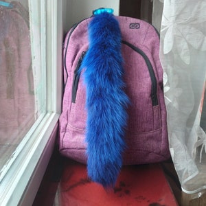 Real fox keychain Blue fur key chain Real fox tails Eco friendly tails Genuine fox tail Father&#39;s day gift Personalized gift for women