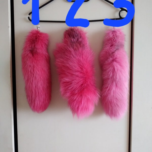 Pink natural fox fur keychains Decoration for backpack bag car motorcycle Personalized gift for women and girls Keychain for girlfriend.